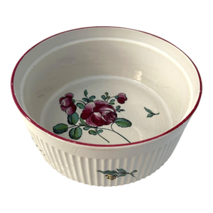 Vintage Gien France Porcelaine a Feu Vestal Strasbourg Soufflé Bowl