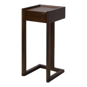 32" Chinese Oriental Minimalistic Square Brown Plant Stand Pedestal Table