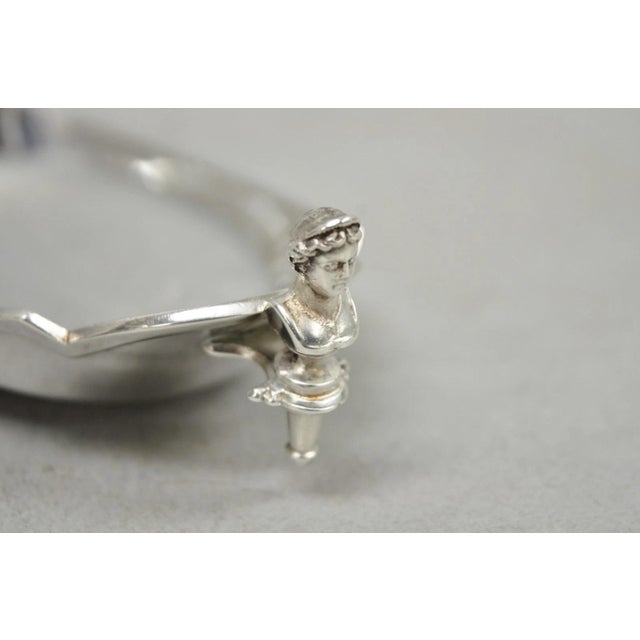 Renaissance Antique French Renaissance Small Silver Plated Figural Twin Handle Trinket Dish For Sale - Image 3 of 17