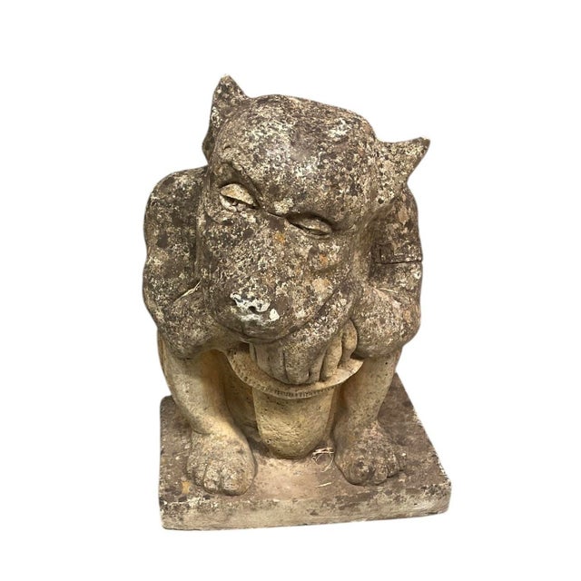 Vintage Cast Stone Gargoyle Sentinel Statue For Sale - Image 10 of 12
