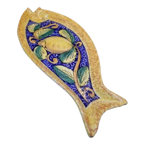 Vintage Dip Into a Mano Italian Ceramic Fish Plate Pottery, Made in Italy