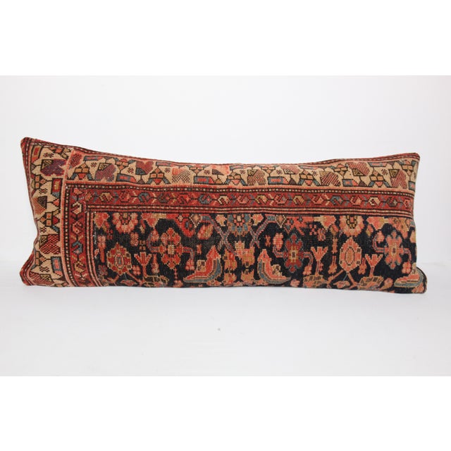 Contemporary Antique Persian Navy Blue Lumbar Pillow Cushion Cover -16'' X 41'' For Sale - Image 3 of 10