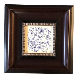 Original Contemporary Wayne Cunningham Small Abstract Ink Drawing Framed For Sale
