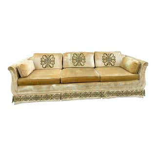 Vintage Highland House Embroidered Velveteen Sofa For Sale