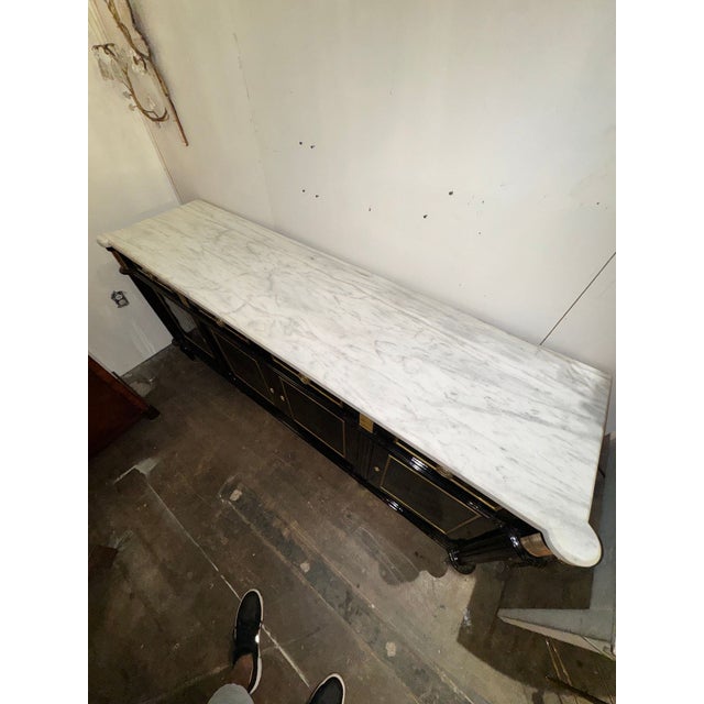 Early 21st Century French Louis XVI Style Black Lacquered Sideboard For Sale - Image 5 of 7