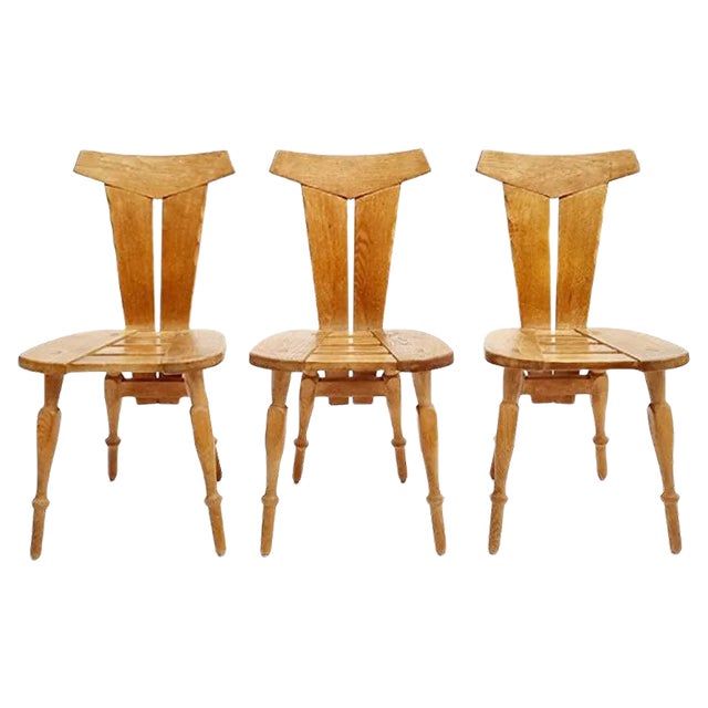 Brutalist Cafe Dining Chairs, Belgium, 1960s, Set of 3 For Sale