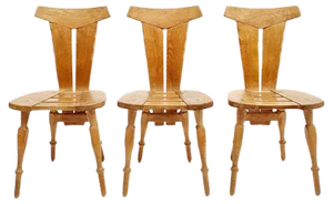 Brutalist Cafe Dining Chairs, Belgium, 1960s, Set of 3