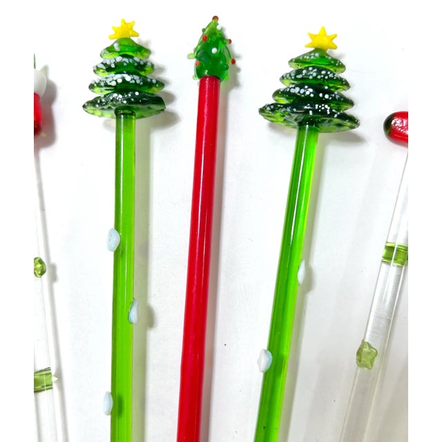 Vintage Murano Style Art Glass Swizzle Sticks – Bar Cart Decor & Cocktail Entertaining – Set of 11 For Sale - Image 4 of 10