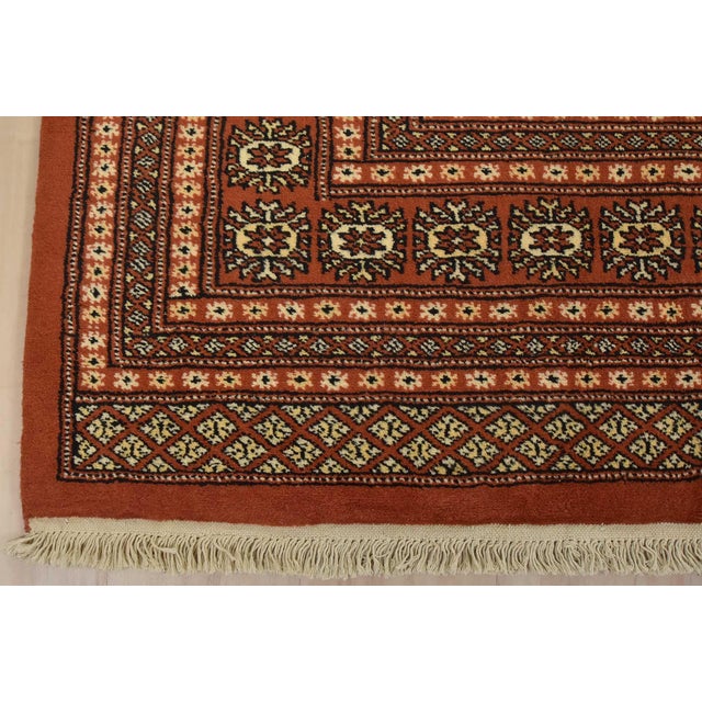 Bokhara Rug 8’4” X 10’2” Orange Wool Tribal Hand-Knotted Oriental Carpet For Sale - Image 11 of 14