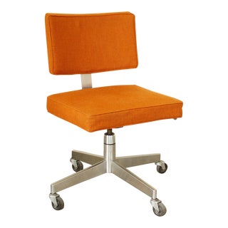 Mid-Century Modern Upholstered Rolling Desk Chair For Sale