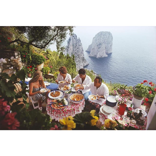 Dining Al Fresco on Capri 1980 by Slim Aarons Framed CPrint Chairish