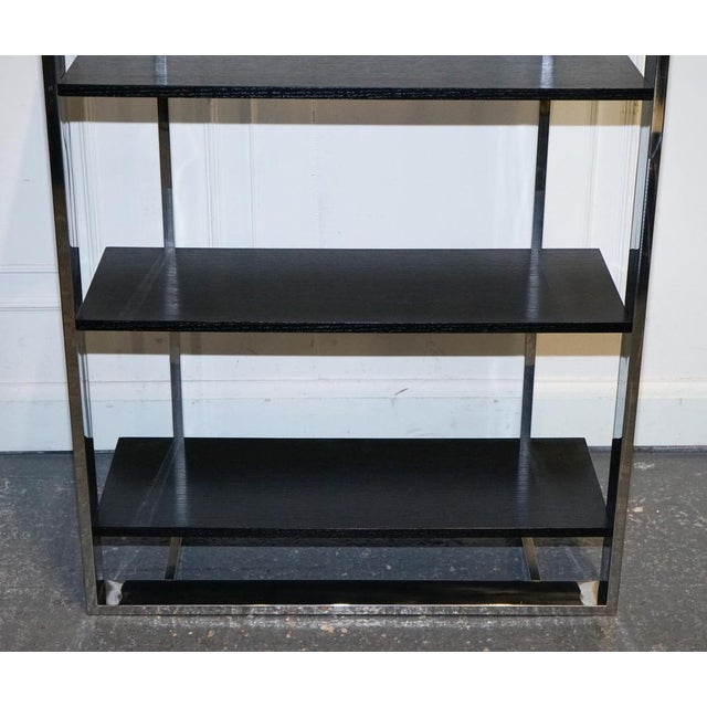 Wood Art Deco Polished Stainless Steel Display Bookcase For Sale - Image 7 of 15