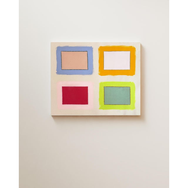 Contemporary Original Painting | Abstract Squares Painting Multicolor, 24 X 30 In. For Sale - Image 3 of 4