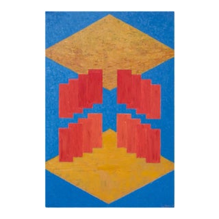 1987 Geometric Op Art Acrylic on Canvas by John W. Batista For Sale