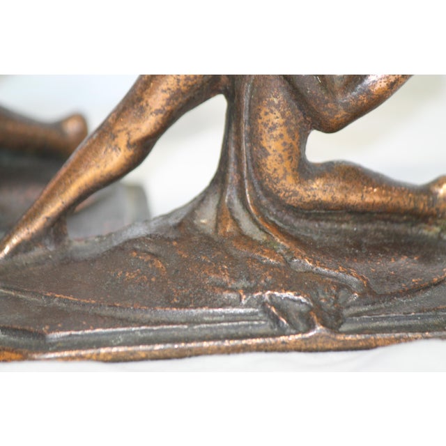 1920s Fantastic and Rare 1920s Cast Iron Art Nouveau Nude Woman Book Ends For Sale - Image 5 of 11