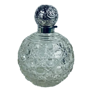 Robert Pringle & Sons Birmingham Sterling Silver & Cut Glass Perfume Bottle C. 1904