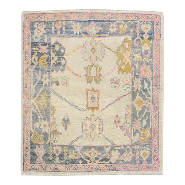 21st Century Handwoven Oriental Desert Sand & Gray Turkish Oushak Rug 5'8" X 6'11" For Sale