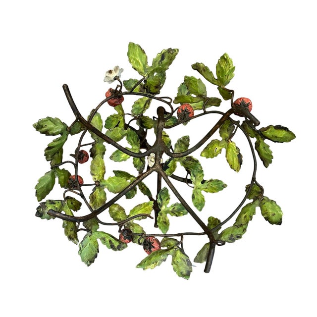 Metal Vintage Italian Tole / Toleware Strawberry Centerpiece Bowl Stand, Circa 1940 For Sale - Image 7 of 9