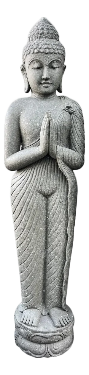 Late 20th Century Standing Stone Carved Vintage Buddha Statue