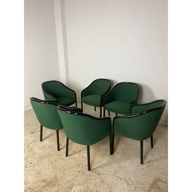 Vintage 1970's Banker armchair designed by Ward Bennett. The frame is solid walnut, finished in black, and upholstered in...