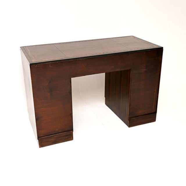 Art Deco Figured Walnut Pedestal Desk with Leather Top, 1930 For Sale - Image 6 of 11