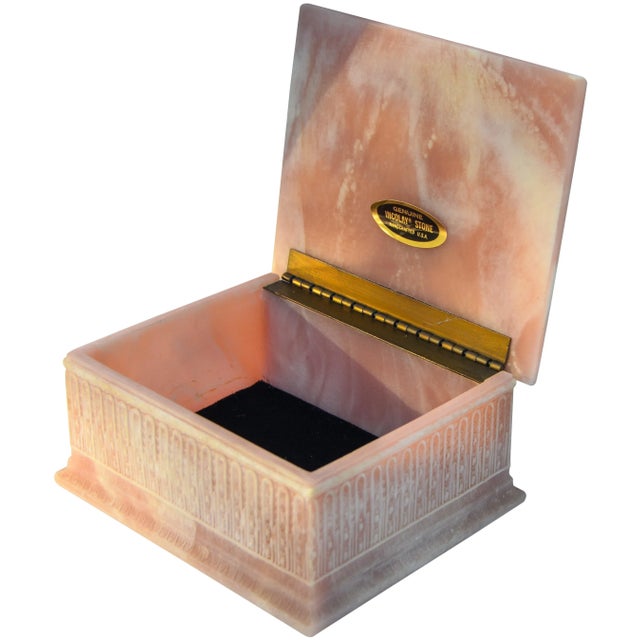 Mid 20th Century Mid-Century Pink Incolay Stone Box For Sale - Image 5 of 7