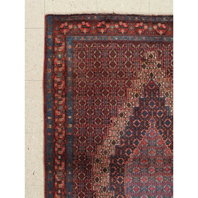 Persian Vintage Persian Tabriz Handmade Oriental Wine Red, Ivory & Navy Rug For Sale - Image 3 of 9
