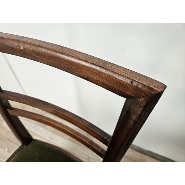 Wood Art Deco Dining Chairs in Walnut and Fabric, 1940, Set of 2 For Sale - Image 7 of 14