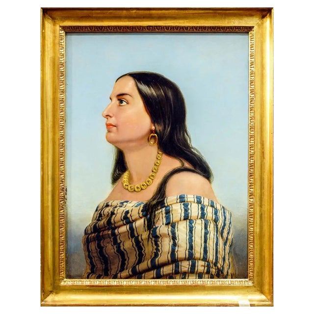 Unknown, Portrait of Anita Garibaldi, Oil Painting, Late 19th Century, Framed For Sale