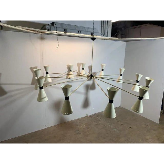 Stilnovo Brass Chandelier from Stilnovo For Sale - Image 4 of 8