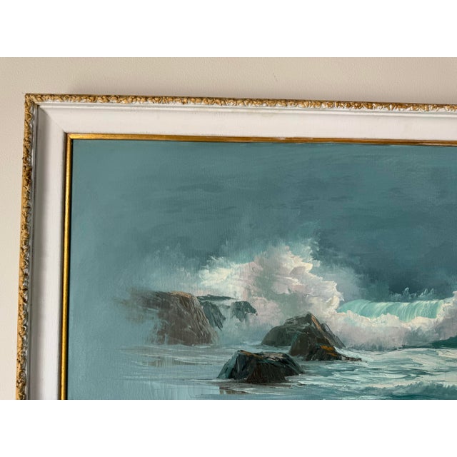 1970's Julie Gregrory Seascape Oil on Canvas Painting, Framed For Sale In Miami - Image 6 of 12