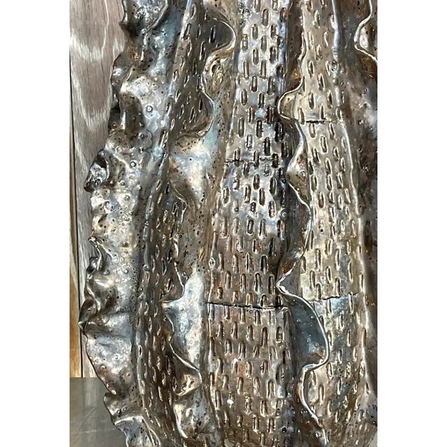 Vintage Silver Ruffle Studio Pottery Vase For Sale - Image 13 of 13