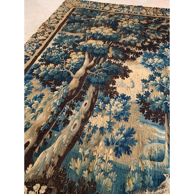 Baroque Antique 17th Century Flemish Verdure Vertical Landscape Tapestry For Sale - Image 3 of 12