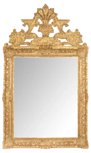 Large Antique French Giltwood Wall Mirror, 18th Century