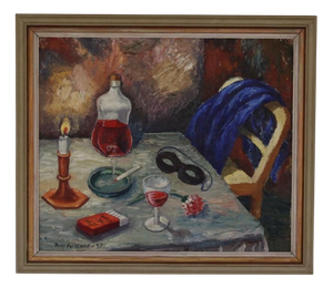 Bror Barklund, After the Masquerade, 1947, Oil on Panel, Framed