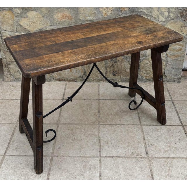 Spanish Refectory Table and Iron Stretcher, 18th Century For Sale - Image 4 of 8