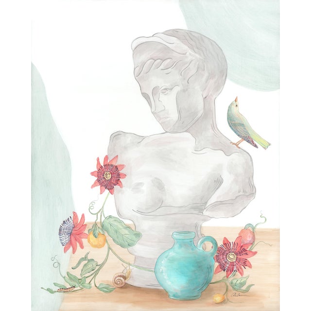 Chinoiserie “The Viner Things in Life” Statue Bust Chinoiserie Still Life Painting by Allison Cosmos For Sale - Image 3 of 7