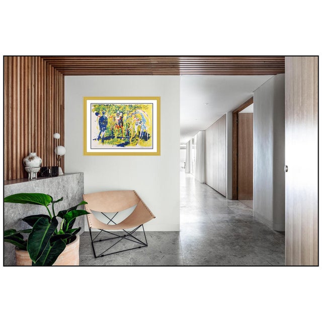 The artwork here, "Paddock II", is a wonderful depiction of elegantly dressed people and horses prior to the big race,...