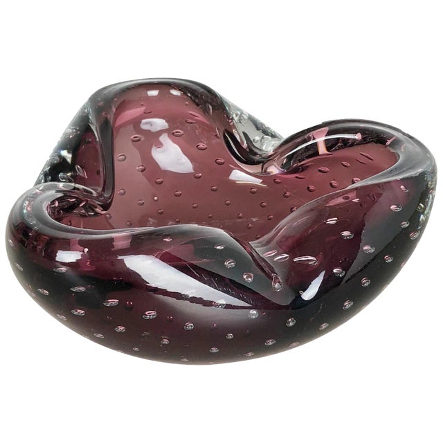 Large Murano Bubble Glass Bowl or Ashtray, Italy, 1970s For Sale