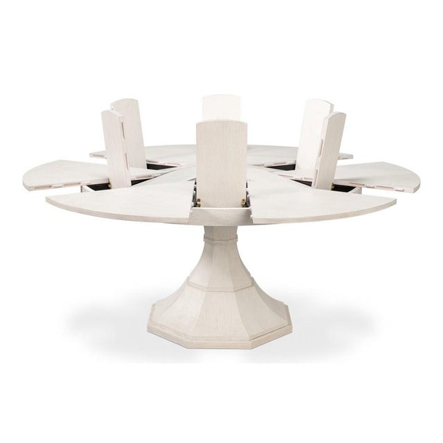2020s Transitional Round Dining Table, Medium - White Oak With Faceted Pedestal Base For Sale - Image 5 of 11