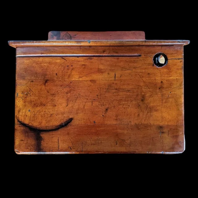 Brown Antique Wood and Cast Iron School Desk For Sale - Image 8 of 12