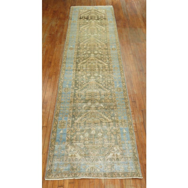 Early 20th Century Soft Blue and Brown Persian Malayer Runner For Sale In New York - Image 6 of 6