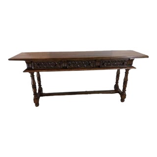 Elongated Spanish Revival Three Draw Consol For Sale