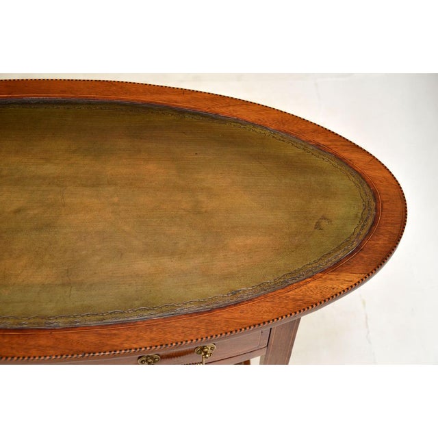 Brown Edwardian Inlaid Writing Table, 1890s For Sale - Image 8 of 13