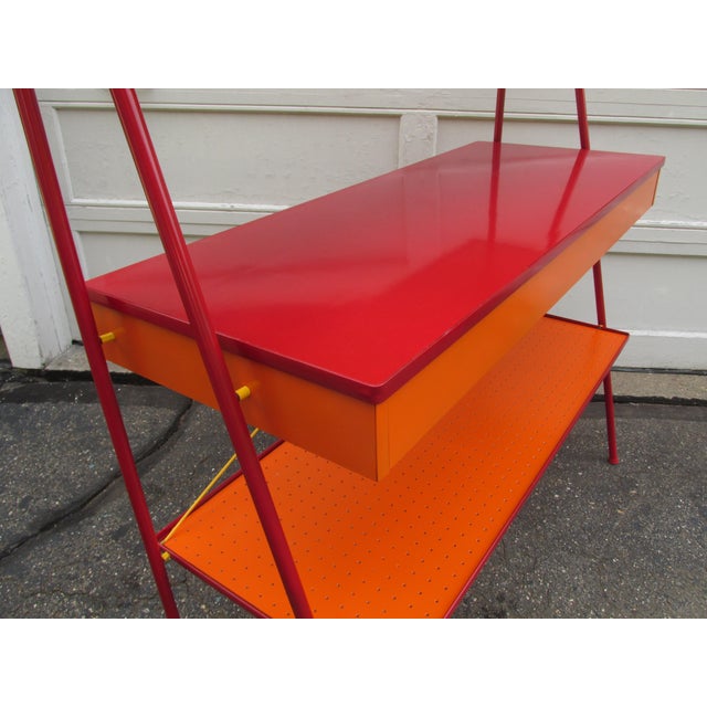 Wood Vintage Modernist Style Painted Single Drawer Etagere Circa 1960 For Sale - Image 7 of 15