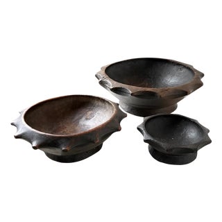 Savoyard Brutalist Folk Art Wooden Dishes, 1950s, Set of 3 For Sale