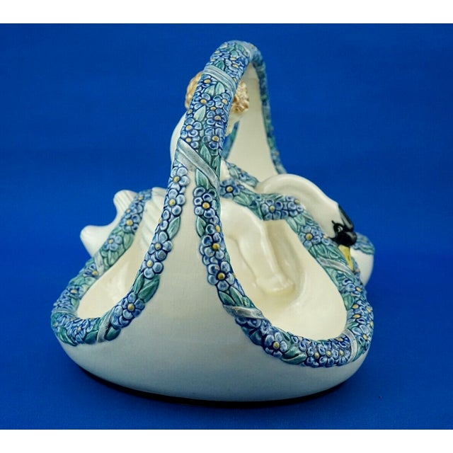Art Deco Swan Basket with Putto by Wilhelm Peter August Sus for Karlsruhe, Germany, 1920s For Sale - Image 3 of 18