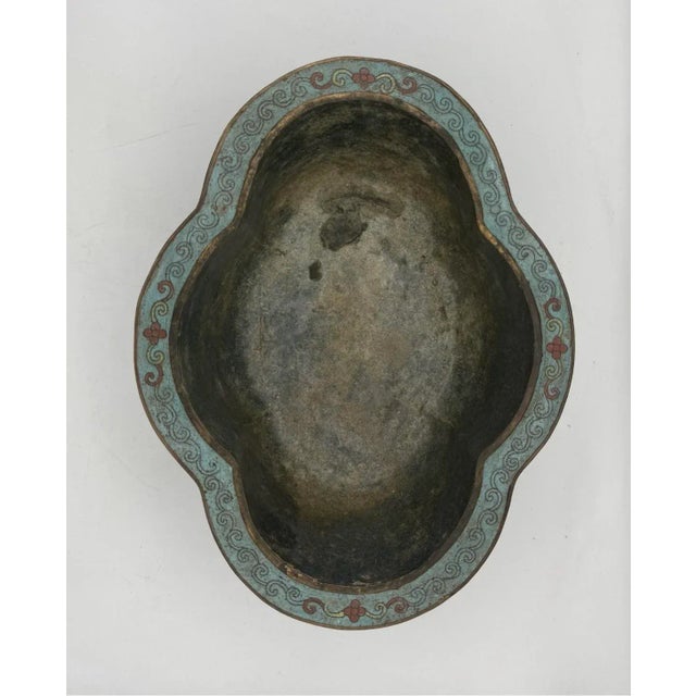 19th Century Qing Dynasy Lobed Cloisonne Enamel Planter Jardinaire, Blue Enamel on Copper, Footed For Sale - Image 10 of 10