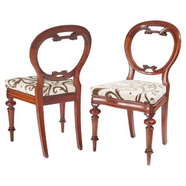 Set of Antique Victorian Mahogany Balloon Back Chairs For Sale