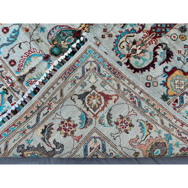 Sage Green Sultanabad Hand-Knotted Wool Rug - 6x8 For Sale - Image 12 of 13